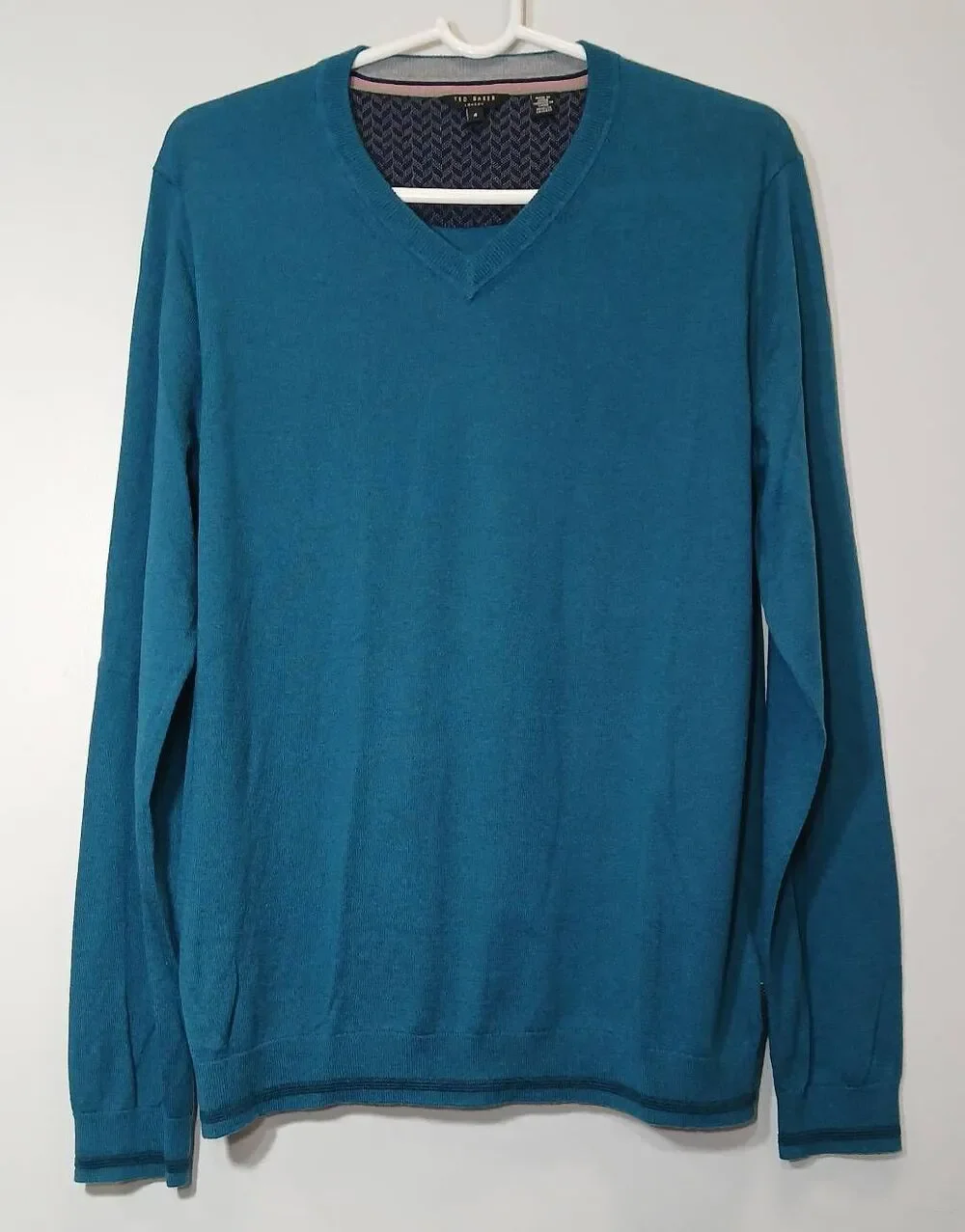 Ted baker mens medium silk cashmere wool sweater lightweight teal blue